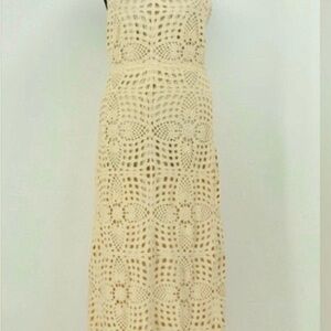 House of Harlow 1960 Beige Crochet Maxi Dress